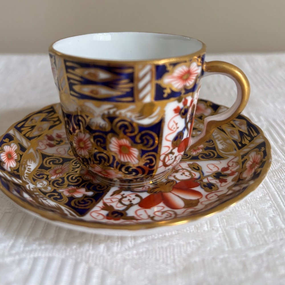 Vintage Royal Crown Derby Imari Miniature Cup & Saucer, ca 1908